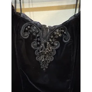 Jessica McClintock Gunne Sax Black Velvet Cocktail Dress Size 5/6 thumbnail 4