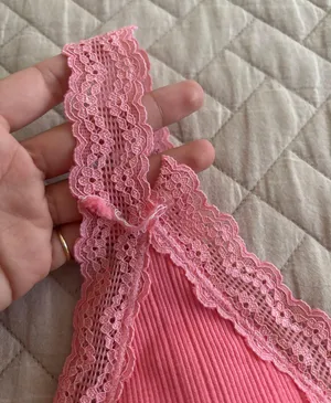 pink lace trim bralette thumbnail 2