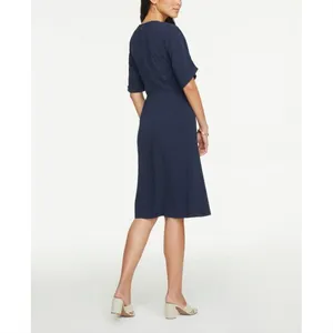 NWT Ann Taylor Navy Cuffed Wrap V-neck Dress thumbnail 2