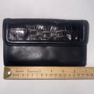 VTG Y2K Chunky Chain Brighton Black Equestrian Coastal Cowgirl Leather Wallet‎ thumbnail 13