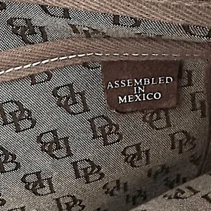 Dooney & Bourke Signature Monogram Tote Bag Brown Canvas Leather Trim Drawstring thumbnail 7