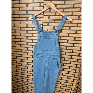 MuMu Blue Denim Flared Leg‎ Overalls Size Small thumbnail 3
