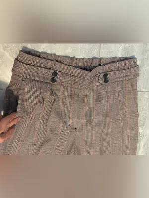 🆕Express Women’s Plaid Ankle Trousers High Rise in Brown Size M thumbnail 5
