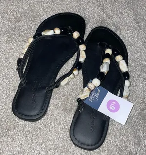 Universal Threads Cindy boho beaded sandals black and beaded faux stones new thumbnail 1