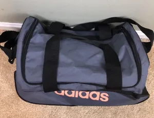 Adidas Athletic Sports Gym Graphic Print Logo Gray Black Peach Multi-Colored Bag thumbnail 2