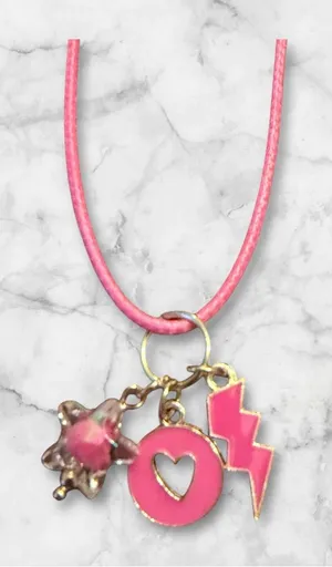 Pink Charm Cord Necklace thumbnail 1