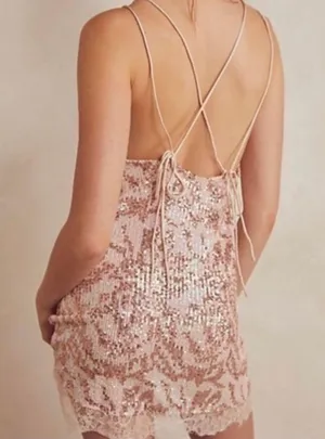 Free People Rise & Shine Lace Sequins Dress thumbnail 2