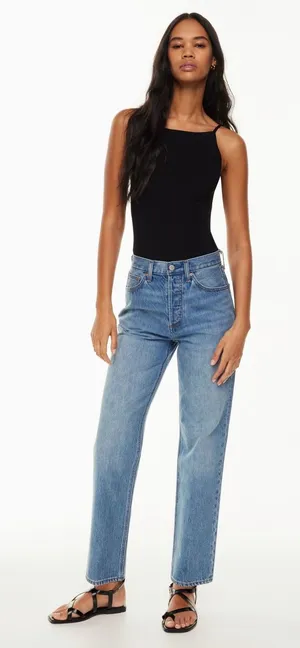 Aritzia Denim Forum Joni High Rise Loose Wide Leg Jeans Size 25 Medium Wash 26L thumbnail 1