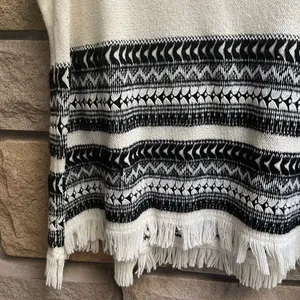 Madewell Villagrove Sweater Tank in Bright Ivory Large Aztec boho fringe thumbnail 5