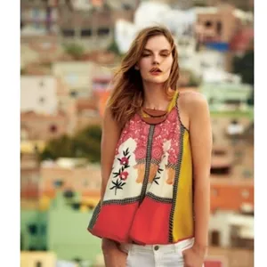Vineet Bahl Anthropologie Jardin Printed Embroidered Swing Tank thumbnail 6