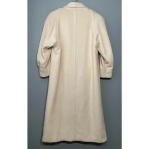 Worumbo Size 8 Ivory Wool Trench Pea Coat Double Breasted Union Made Old Money thumbnail 6