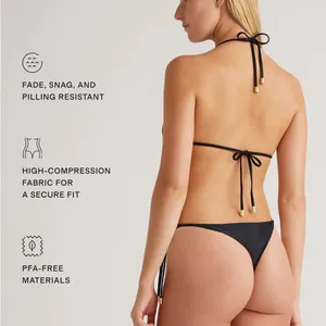 NWT Quince Italian Black Italian Adjustable Side-Tie Bottom Bikini, Size Small thumbnail 5