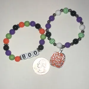Halloween 'Trick or Treat' Beaded Bracelet Set - Orange, Purple, Green, Black thumbnail 4