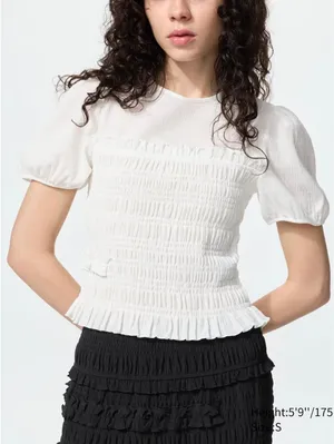 Uniqlo Cecilie Bahnsen Shirring Volume Sleeve T-Shirt NWT White Small thumbnail 1