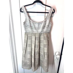 Gold Sequin Mini Dress Fairy Coquette Carmen Marc Valvo Size 4 Y2K thumbnail 2