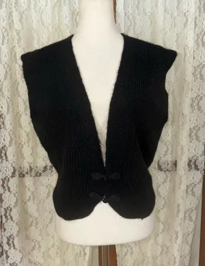 Super Cute Vintage 1980s Villager Mohair Frog Toggle Vest thumbnail 1