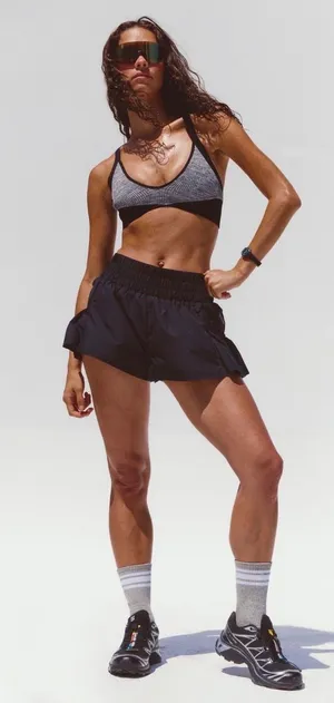 Free People Movement black flowy shorts thumbnail 1