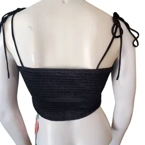 NWT Cider Black Satin Knotted Strap Square Neck Tank Top (XXS) thumbnail 5