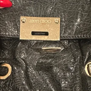 JIMMY CHOO BLACK SOFT LEATHER Luxury Old Money HANDBAG thumbnail 8