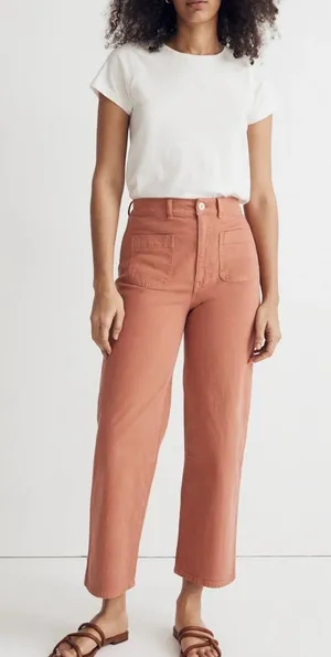 MADEWELL Emmett 2.0 Wide-Leg‎ Crop Pants in Dried Rose size 25 thumbnail 1