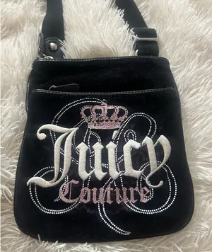 Juicy Couture Y2K Black Velour Crossbody Bag - 2011 Vintage Pink Sparkles thumbnail 2