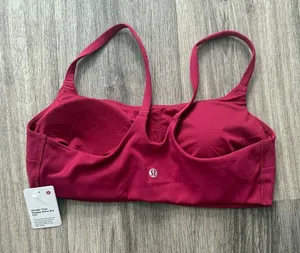 Lululemon Women's Pink Sports Bra Wunder train Strappy Race Bra 10 CD thumbnail 1