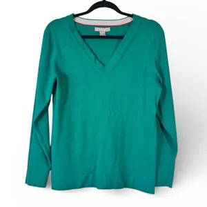 Banana Republic Green V Neck Merino Wool Sweater Women XL Classic Festive Preppy thumbnail 2