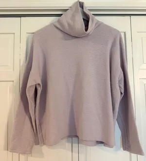 Aerie lavender cowl neck waffle knit sweater size small thumbnail 2