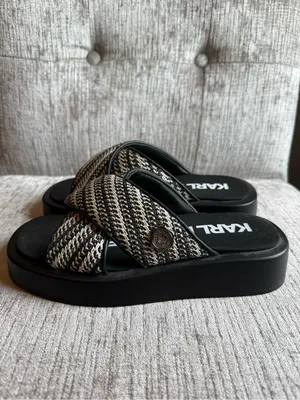 Karl Lagerfeld Paris Ophelia woven slip on platform sandals thumbnail 2