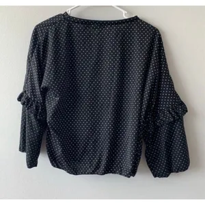 Boohoo NWT Women Large Size 12 Black White Polka Dot Ruffle Blouse Office Chic thumbnail 6