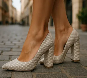 Nwot! Adorable no tag tan weaved look pointy toe heels! thumbnail 1