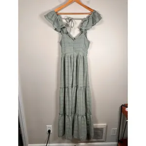 Altar'd State Anna Maxi Dress Womens Small Sage Green Ruffle Tiered DYDW3908PL-E thumbnail 4