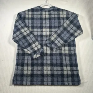 Vintage Woolrich Women’s XL Blue Plaid Fleece Pullover Long Sleeve Crewneck thumbnail 12