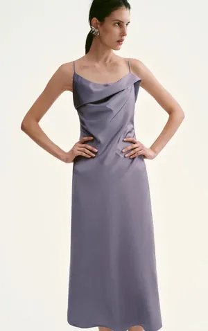Lavender Satin Maxi Dress - XS thumbnail 1