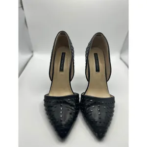 French Connection Black Studded Leather d'Orsay Pointed Toe Stiletto Heels 4in‎ thumbnail 4
