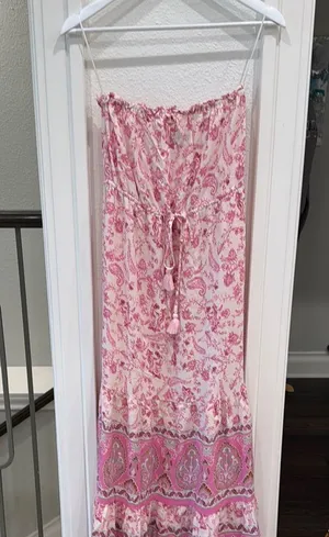Vici Strapless Dress Pink Floral thumbnail 1