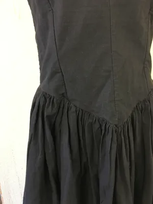 Vintage 80s Illustrations Black Strapless Sweetheart Basque Waist Midi Dress thumbnail 6