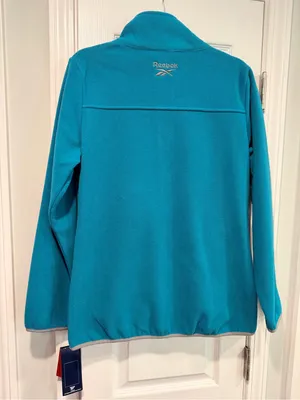 NWT Reebok Size M Teal Full Zip Fleece Jacket Retro Colorblock Outdoor Active thumbnail 6