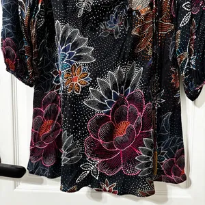 Farm Rio Sparkle Flowers Mini Dress Floral Print Circle Cut-Out Size XS thumbnail 6
