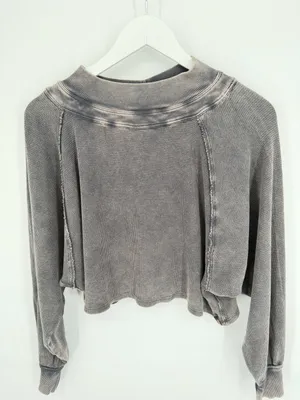 Free People Fun Times Turtle Thermal Pullover Black XS thumbnail 4