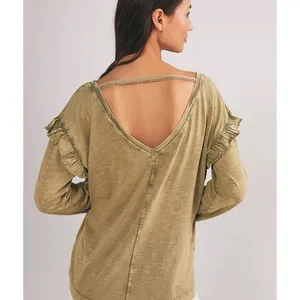 Anthropologie Pilcro Ruffled Open Back Long Sleeves Top in medium‎ thumbnail 2