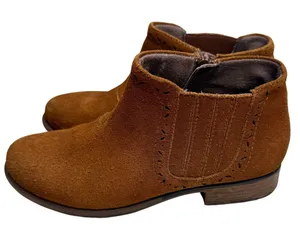 EARTH Women's 9 Buxton Suede Leather Ankle Boot Shoe Cognac Brown thumbnail 1