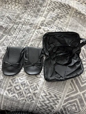 Monogram P Travel Shoe Bag Set Foldable Tote Slippers Black Travel Organizer thumbnail 6