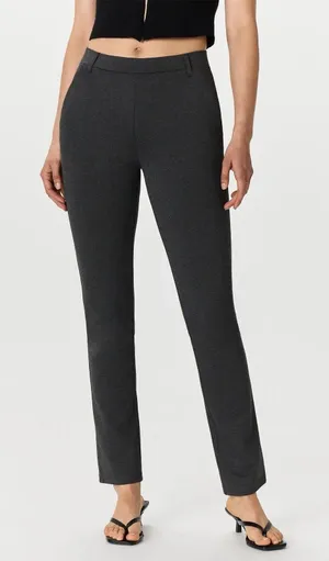 Quince Women Ultra-Stretch Ponte Straight Leg Pants Charcoal Large thumbnail 1