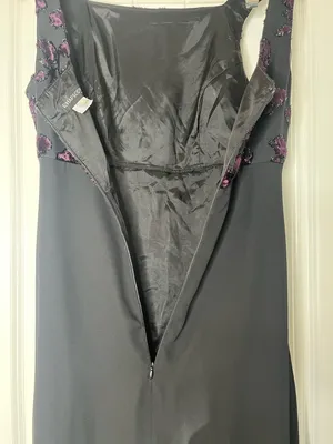 Rhapsody Vintage Y2K Black Formal Dress Whimsigoth Purple Floral Crushed Velvet Size 8 thumbnail 5