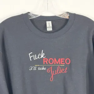 Lesbian Pride Medium‎ Sweatshirt Black F*ck Romeo I'll Take Juliet Embroidered thumbnail 2