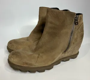 Sorel‎ Joan of arc ll wedge booties tan leather size 10.5 thumbnail 1