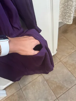 Babaton Purple silk long sleeve over knee dress thumbnail 5