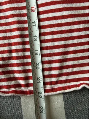 Polo Ralph Lauren Red & White Striped V-Neck T-Shirt, Navy Trim, Size M thumbnail 6