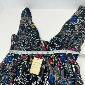 Anthropologie Raga Rain Forest Plunge Neck Maxi‎ Dress Black Floral Medium NEW thumbnail 8